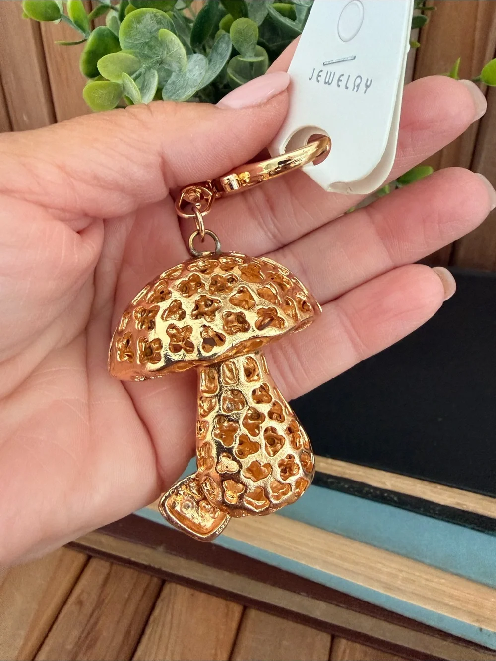 Crystal Mushroom Keychain - Pink & Teal Rhinestones, Purse Charm